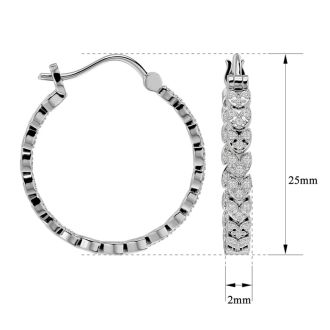 1/4 Carat Moissanite Hoop Earrings In Sterling Silver, 1 Inch. Brand New, Sizzling, Amazing!