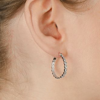1/4 Carat Moissanite Hoop Earrings In Sterling Silver, 1 Inch. Brand New, Sizzling, Amazing!