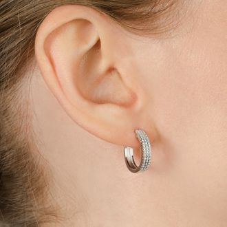 BLOWOUT!  1/3 Carat Moissanite Hoop Earrings In Sterling Silver, 1/2 Inch. Gorgeous, Fiery, Amazing Moissanite!