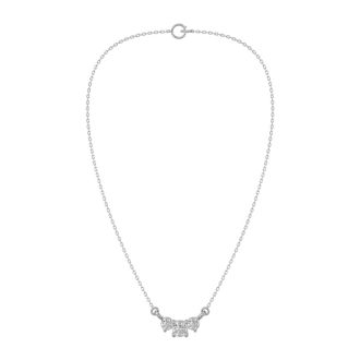 1/4 Carat Moissanite Three Stone Necklace In 14 Karat White Gold, 18 Inches