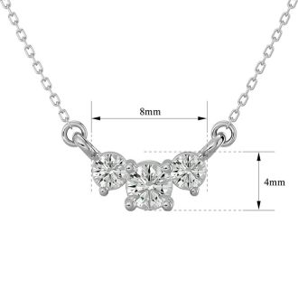 1/4 Carat Diamond Three Stone Necklace In 14 Karat White Gold, 18 Inches