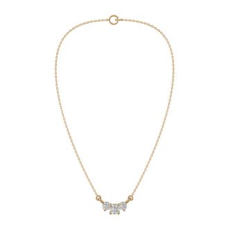 1/4 Carat Diamond Three Stone Necklace In 14 Karat Yellow Gold, 18 Inches