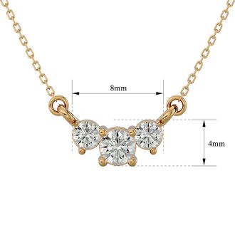 1/4 Carat Diamond Three Stone Necklace In 14 Karat Yellow Gold, 18 Inches