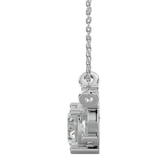 1 1/4 Carat Diamond Three Stone Necklace In 14 Karat White Gold, 18 Inches