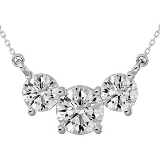Diamond Necklace | 1 3/4 Carat Diamond Three Stone Necklace In 14 Karat