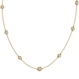 14 Karat Yellow Gold 1 1/2 Carat Graduated Diamonds By The Yard Necklace, 16-18 Inches