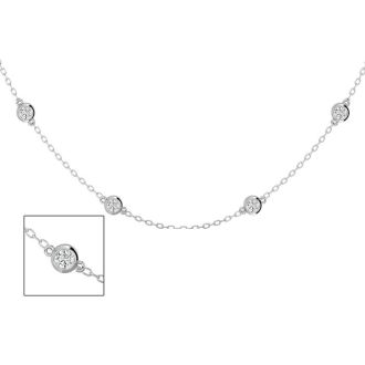 14 Karat White Gold 1 1/2 Carat Diamonds By The Yard Necklace, 16-18 Inches