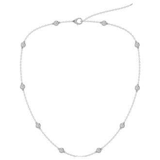 14 Karat White Gold 1 1/2 Carat Diamonds By The Yard Necklace, 16-18 Inches