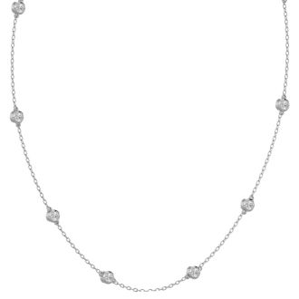 14 Karat White Gold 1 1/2 Carat Diamonds By The Yard Necklace, 16-18 Inches