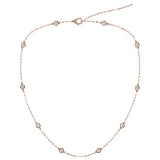 14 Karat Rose Gold 1 1/2 Carat Diamonds By The Yard Necklace, 16-18 Inches