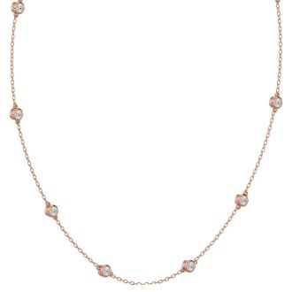 14 Karat Rose Gold 1 1/2 Carat Diamonds By The Yard Necklace, 16-18 Inches