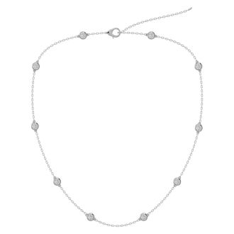 14 Karat White Gold 2 Carat Diamonds By The Yard Necklace, 16-18 Inches