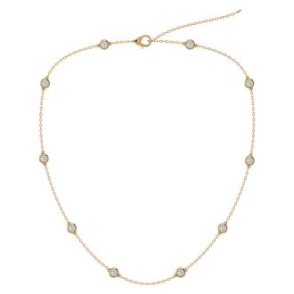 14 Karat Yellow Gold 2 Carat Diamonds By The Yard Necklace, 16-18 Inches