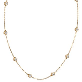 14 Karat Yellow Gold 2 Carat Diamonds By The Yard Necklace, 16-18 Inches