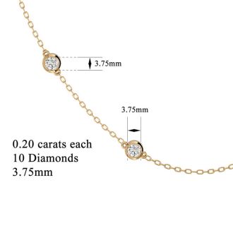 14 Karat Yellow Gold 2 Carat Diamonds By The Yard Necklace, 16-18 Inches