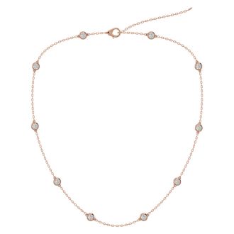 14 Karat Rose Gold 2 Carat Diamonds By The Yard Necklace, 16-18 Inches