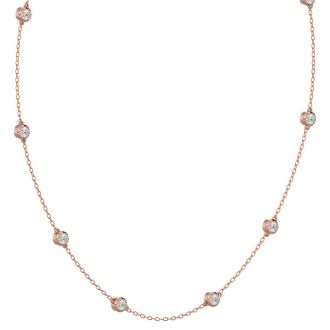 14 Karat Rose Gold 2 Carat Diamonds By The Yard Necklace, 16-18 Inches