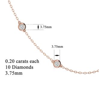 14 Karat Rose Gold 2 Carat Diamonds By The Yard Necklace, 16-18 Inches