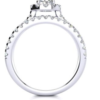 1 1/2 Carat Round Halo Diamond Engagement Ring in 14 Karat White Gold