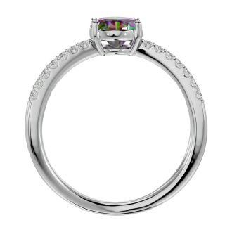 1-1/3 Carat Oval Shape Mystic Topaz and Diamonds In 14 Karat White Gold