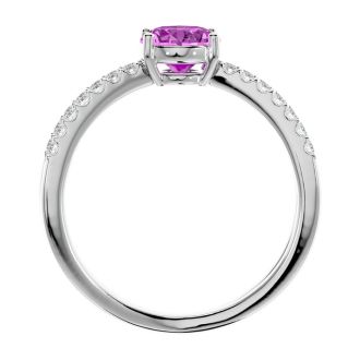 Pink Gemstones 1 3/4 Carat Oval Shape Pink Topaz and Diamond Ring In 14 Karat Yellow Gold
