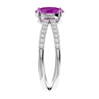 Pink Gemstones 1 3/4 Carat Oval Shape Pink Topaz and Diamond Ring In 14 Karat Yellow Gold