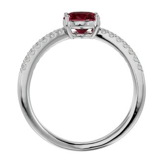 Garnet Ring: Garnet Jewelry: 1 3/4 Carat Oval Shape Garnet and Diamond Ring In 14 Karat White Gold