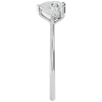 Moissanite Engagement Ring; 3/4 Carat Heart Shape Moissanite Solitaire Engagement Ring In 14 Karat White Gold