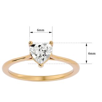 Moissanite Engagement Ring; 3/4 Carat Heart Shape Moissanite Solitaire Engagement Ring In 14 Karat Yellow Gold