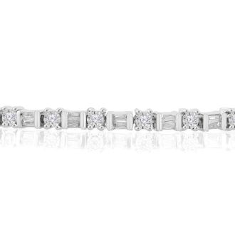 1/2 Carat Baguette and Round Diamond Bolo Bracelet In Sterling Silver. Beautiful Brand New Style Everyone LOVES!