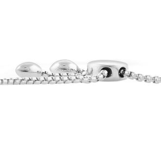 1/2 Carat Baguette and Round Diamond Bolo Bracelet In Sterling Silver. Beautiful Brand New Style Everyone LOVES!