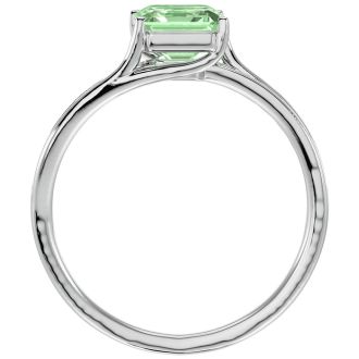1 3/4 Carat Emerald Shape Green Amethyst and Diamond Ring In 14 Karat White Gold
