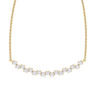 3/4 Carat Diamond Cluster Bar Necklace In 14 Karat Yellow Gold, 18 Inches