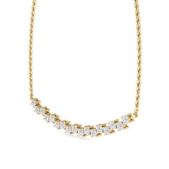 3/4 Carat Diamond Cluster Bar Necklace In 14 Karat Yellow Gold, 18 Inches