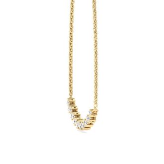 3/4 Carat Diamond Cluster Bar Necklace In 14 Karat Yellow Gold, 18 Inches