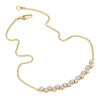 3/4 Carat Diamond Cluster Bar Necklace In 14 Karat Yellow Gold, 18 Inches