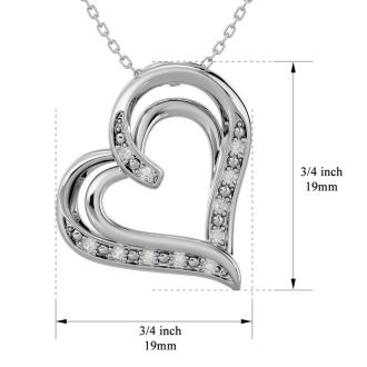 10 Diamond Natural Rose Cut Diamond Heart Necklace With Free Chain, 18 Inches. Brand New & Very Cute!
