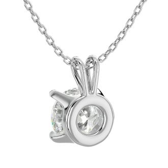1 Carat Moissanite Solitaire Necklace In Solid 14K White Gold.  Exceptionally Fiery, Beautifully Cut Fabulous Moissanite!