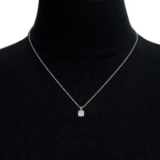 1 Carat Moissanite Solitaire Necklace In Solid 14K White Gold.  Exceptionally Fiery, Beautifully Cut Fabulous Moissanite!