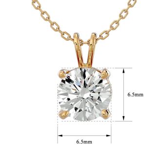 1 Carat Moissanite Solitaire Necklace In Solid 14K Yellow Gold.  Exceptionally Fiery, Beautifully Cut Fabulous Moissanite!