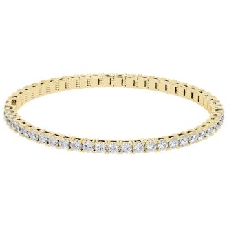 5 Carat Moissanite Tennis Bracelet In 14 Karat Yellow Gold, 7 Inches