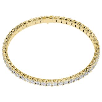 5 Carat Moissanite Tennis Bracelet In 14 Karat Yellow Gold, 7 Inches