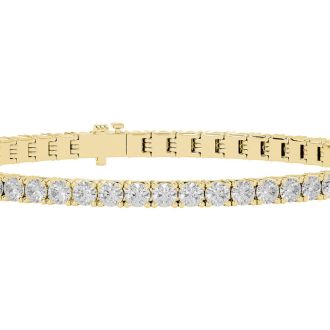 5 Carat Moissanite Tennis Bracelet In 14 Karat Yellow Gold, 7 Inches