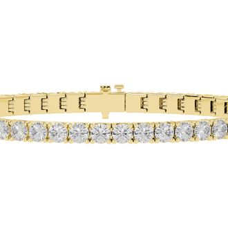 7 Carat Moissanite Tennis Bracelet In 14 Karat Yellow Gold, 7 Inches