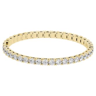 11 1/2 Carat Moissanite Tennis Bracelet In 14 Karat Yellow Gold, 7 Inches