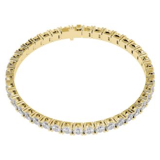 11 1/2 Carat Moissanite Tennis Bracelet In 14 Karat Yellow Gold, 7 Inches
