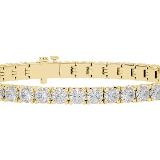 11 1/2 Carat Moissanite Tennis Bracelet In 14 Karat Yellow Gold, 7 Inches