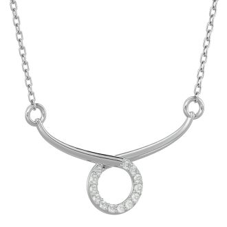 10 Diamond Circle Bar Platinum Plated Necklace, 18 Inches. Brand New Fantastic Necklace Created With Genuine Natural Rose Cut Diamonds!

