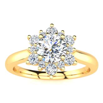 2 3/4 Carat Round Shape Halo Diamond Engagement Ring In 14 Karat Yellow Gold