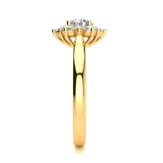 2 3/4 Carat Round Shape Halo Diamond Engagement Ring In 14 Karat Yellow Gold